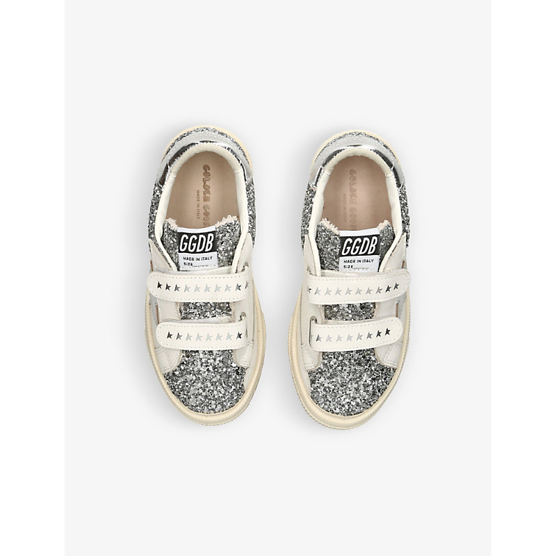 Shop Golden Goose Silver May Glitter Star-embellished Low-top Leather Trainers 6 Months - 5 Years