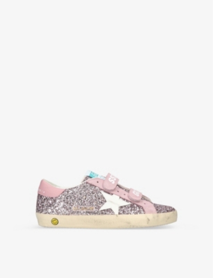 GOLDEN GOOSE: Old School glitter and leather low-top trainers 6-9 years