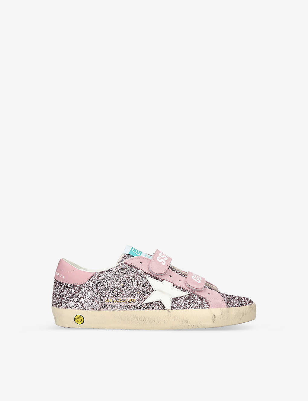 Shop Golden Goose Old School Glitter And Leather Low-top Trainers 6-9 Years In Pink