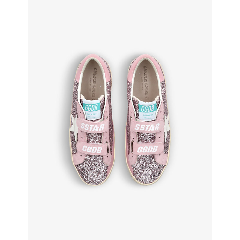 Shop Golden Goose Girls Pink Kids Old Skool Glitter Leather Low-top Trainers 9-10 Years