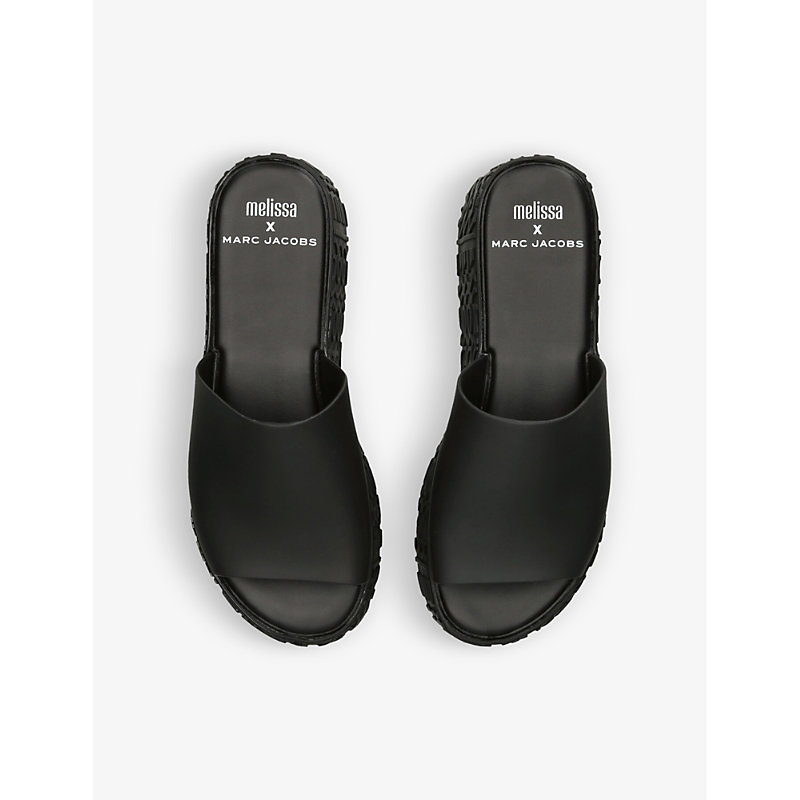 Shop Melissa X Marc Jacobs Becky Chunky-sole Pvc Platform Sliders In Black
