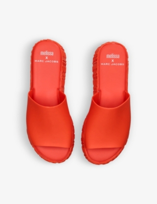 Shop Melissa Women's Red X Marc Jacobs Becky Chunky-sole Pvc Platform Sliders
