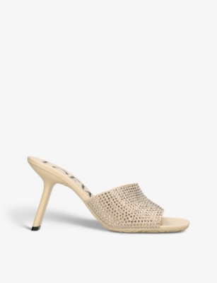 Shop Loewe Women's Blush Petal Crystal-embellished Suede Heeled Mules