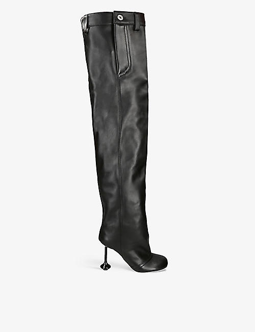 LOEWE: Toy Panta silver-tone-hardware leather over-the-knee boots