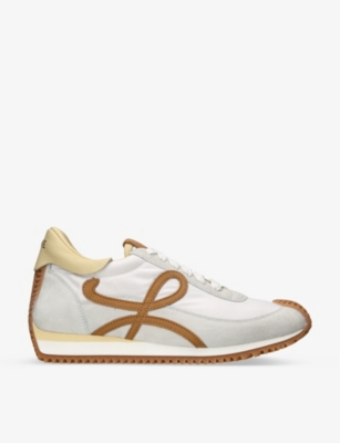 LOEWE: Flow Runner monogram-embroidered suede low-top trainers