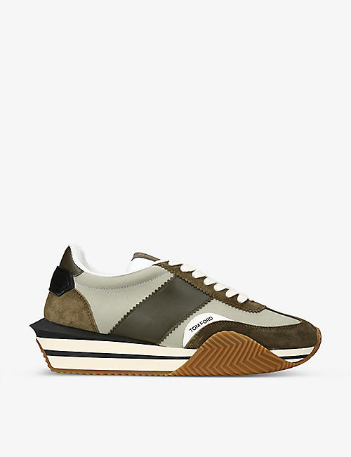 TOM FORD: James logo-patch suede low-top trainers