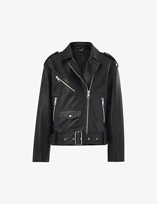 WHISTLES: Sophia oversized leather biker jacket