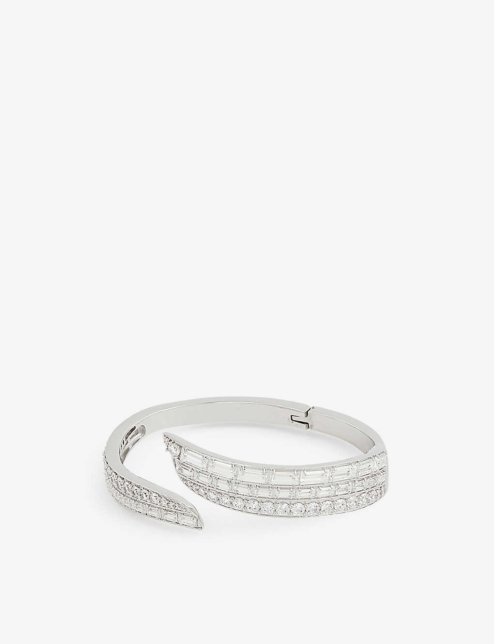 Swarovski Womens White Hyperbola Rhodium-plated And Zirconia Bangle In Silver,clear