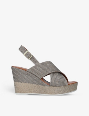Carvela Comfort Womens Gold Starlight 2 Cross-strap Woven Wedge Espadrilles