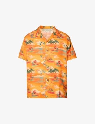 NUDIE JEANS NUDIE JEANS MEN'S SUNFLOWER GRAPHIC-PRINT CAMP-COLLAR WOVEN SHIRT,67590637
