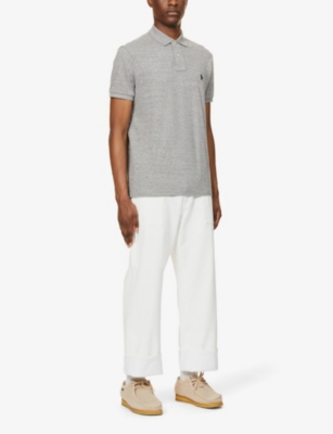 POLO RALPH LAUREN: Short-sleeved logo-embroidered custom-fit cotton-piqué polo shirt