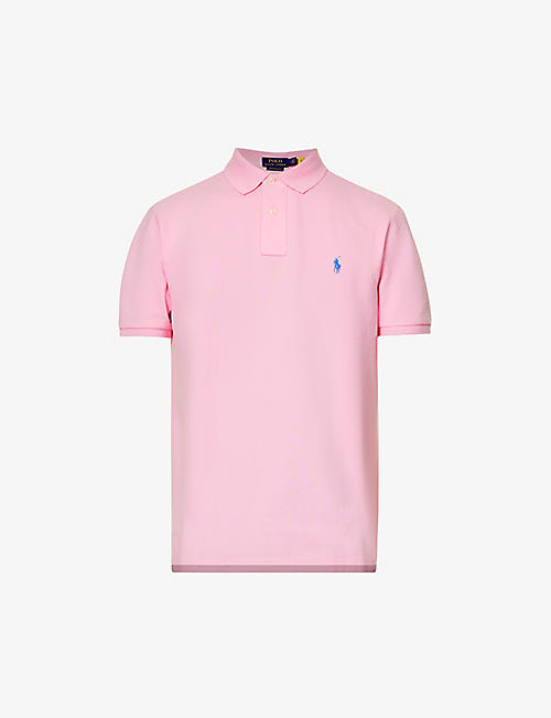 POLO RALPH LAUREN: Short-sleeved logo-embroidered custom-fit cotton-piqué polo shirt