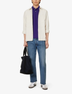 POLO RALPH LAUREN: Short-sleeved logo-embroidered custom-fit cotton-piqué polo shirt