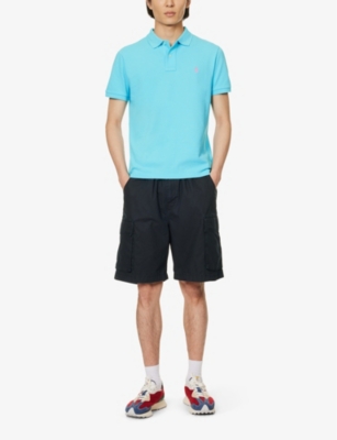 POLO RALPH LAUREN: Short-sleeved logo-embroidered custom-fit cotton-piqué polo shirt