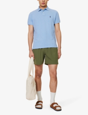 POLO RALPH LAUREN: Short-sleeved logo-embroidered custom-fit cotton-piqué polo shirt