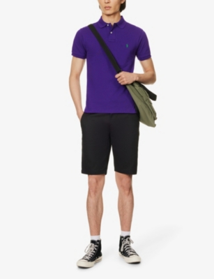 POLO RALPH LAUREN: Short-sleeved logo-embroidered slim-fit cotton-piqué polo shirt