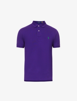 POLO RALPH LAUREN: Short-sleeved logo-embroidered slim-fit cotton-piqué polo shirt