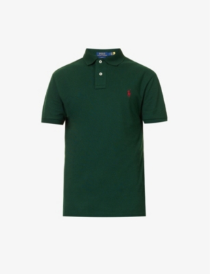 POLO RALPH LAUREN: Short-sleeved logo-embroidered slim-fit cotton-piqué polo shirt