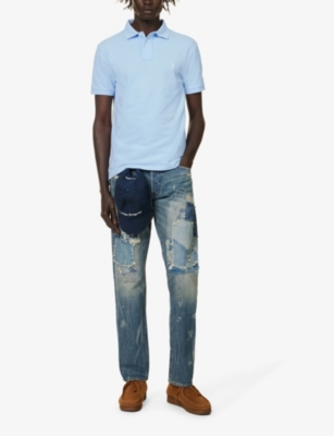 POLO RALPH LAUREN: Short-sleeved logo-embroidered slim-fit cotton-piqué polo shirt