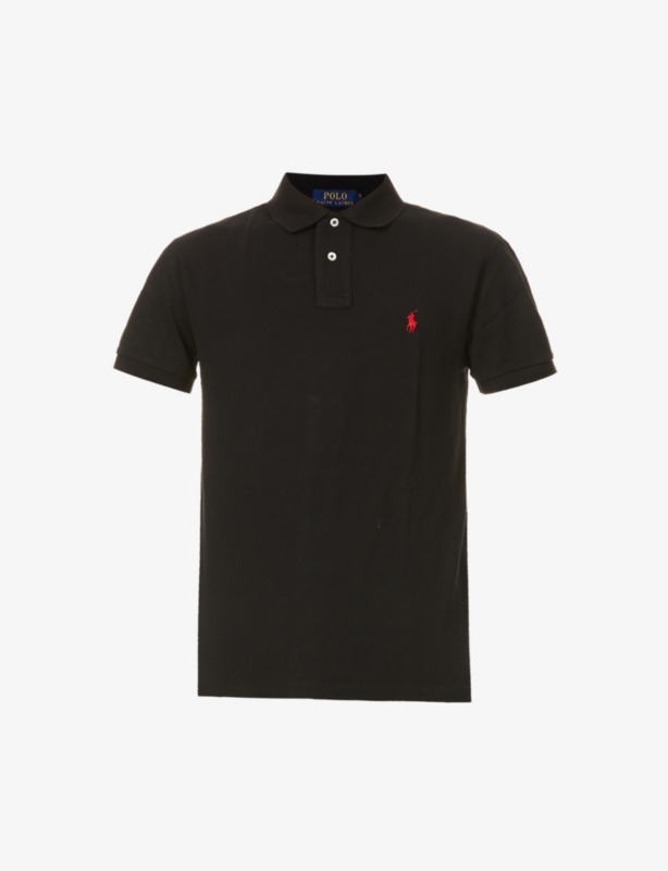 Short-sleeved logo-embroidered slim-fit cotton-piqué polo shirt