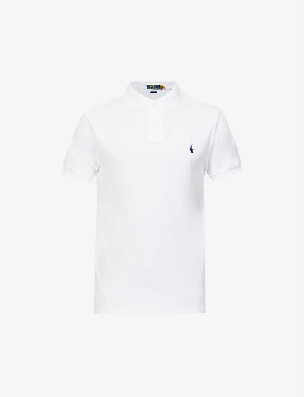 Polo Ralph Lauren Men's White Short-sleeved Logo-embroidered Slim-fit Cotton-piqué Polo Shirt