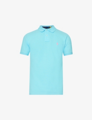 POLO RALPH LAUREN POLO RALPH LAUREN MENS FRENCH TURQUOISE EMBROIDERED-LOGO REGULAR-FIT COTTON-PIQUÉ POLO SHIRT,67593348