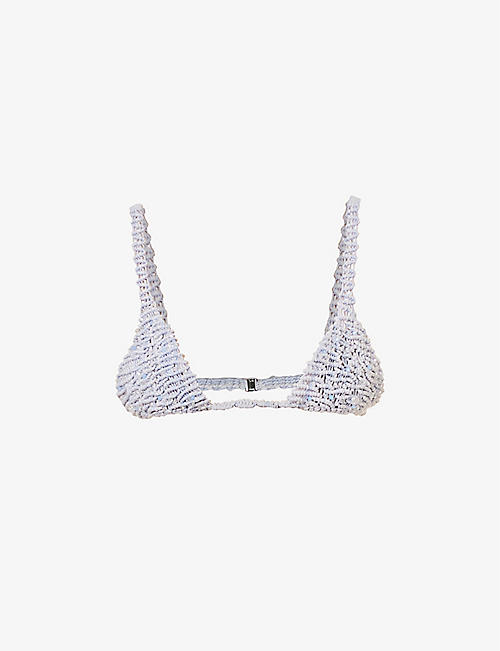 ROBERTA EINER: Semi-sheer crystal-embellished cotton bra