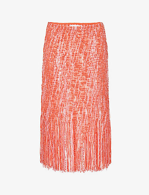 ROBERTA EINER: Semi-sheer slim-fit cotton midi skirt