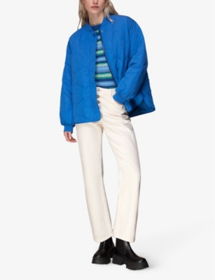 Shop Whistles Ida Quilted Woven Coat In Blue