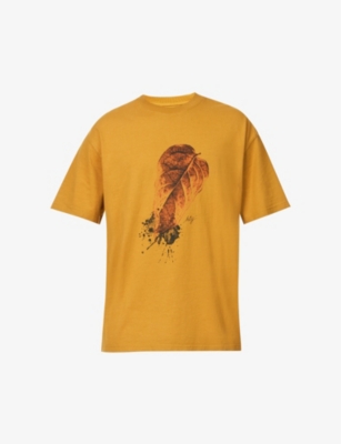 HONOR THE GIFT HONOR THE GIFT MEN'S MUSTARD LEAF LOGO-PRINT COTTON-JERSEY T-SHIRT,67597483