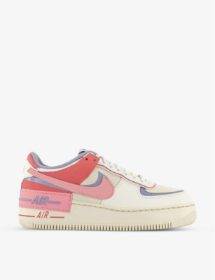 NIKE NIKE WOMEN'S CORAL INDIGO HAZE AIR FORCE 1 SHADOW LEATHER LOW-TOP TRAINERS,67598657
