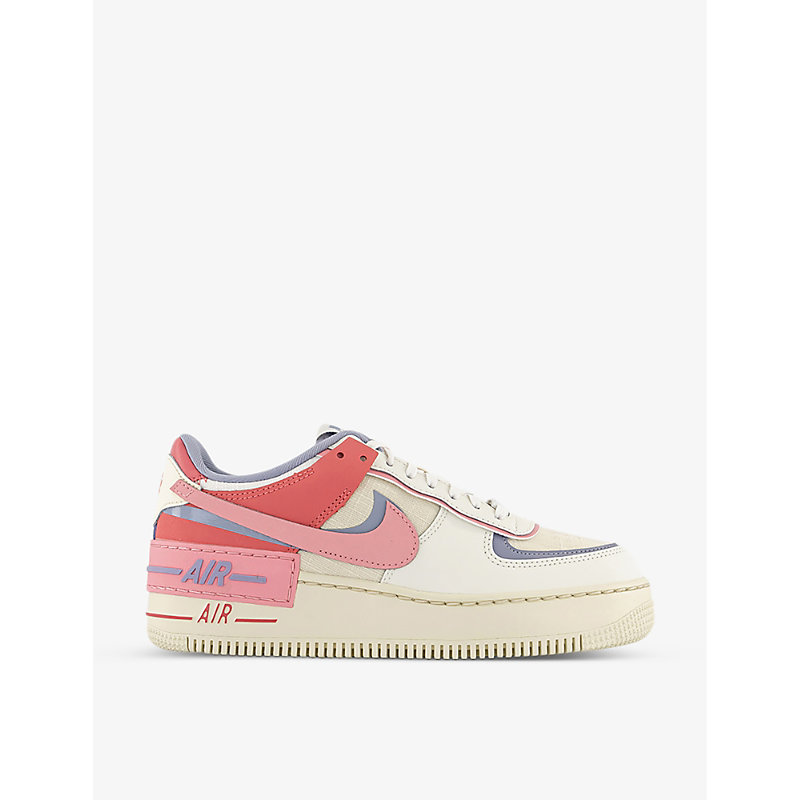 NIKE NIKE WOMEN'S CORAL INDIGO HAZE AIR FORCE 1 SHADOW LEATHER LOW-TOP TRAINERS,67598657