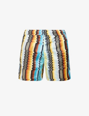 Missoni Zig-zag Print Swim Shorts In Yellow-blue-black