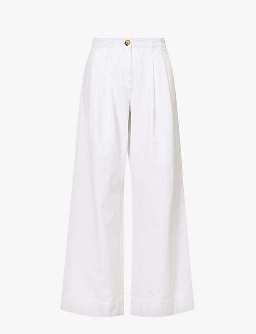 ME AND EM: Pleated patch-pocket wide-leg mid-rise jeans