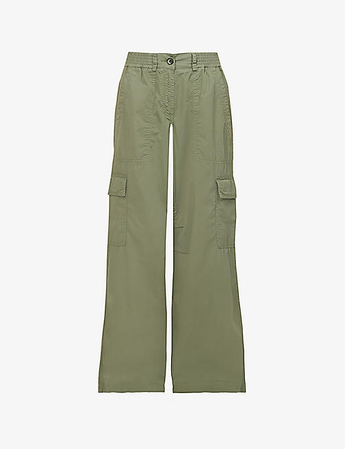 ME AND EM: Wide-leg low-rise cotton cargo trousers
