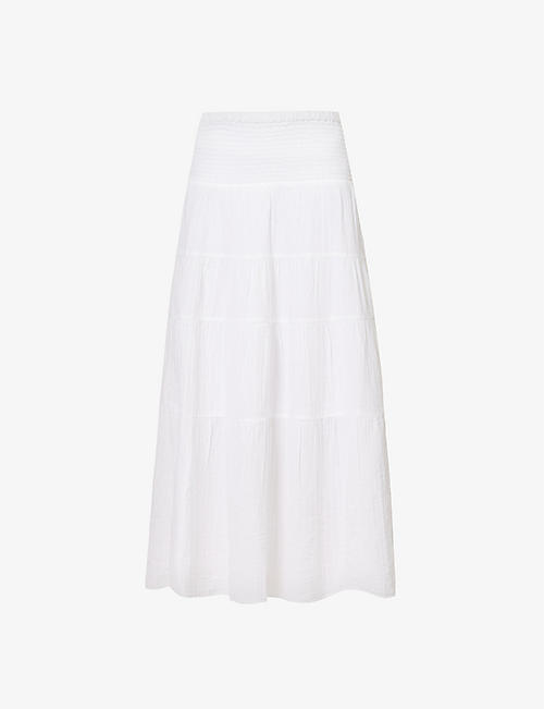 ME AND EM: Tiered-hem regular-fit cotton maxi skirt