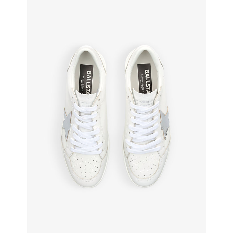 Shop Golden Goose Men's White/comb Exclusive Men's Ball Star Star-patch Leather Low-top Trainers
