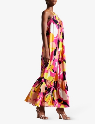 Shop Ted Baker Women's Brt-pink Ikella Abstract-print Stretch-woven Maxi Dress