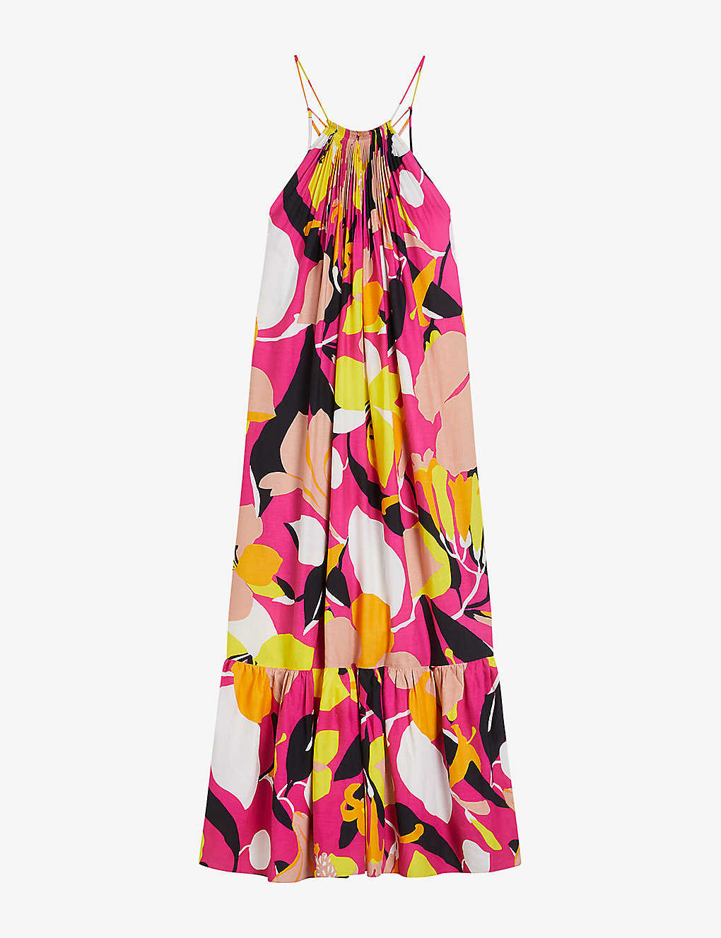 Shop Ted Baker Women's Brt-pink Ikella Abstract-print Stretch-woven Maxi Dress