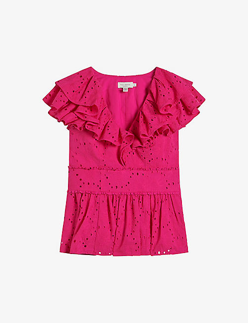 TED BAKER: Mazieh broderie-embroidered cotton top