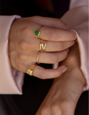 Monica Vinader Womens Yellow Gold Siren 18ct Yellow Gold-plated Vermeil Sterling-silver And Onyx Rin In Gold