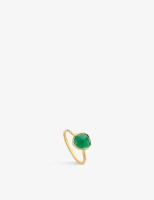 Monica Vinader Womens Yellow Gold Siren 18ct Yellow Gold-plated Vermeil Sterling-silver And Onyx Rin In Gold