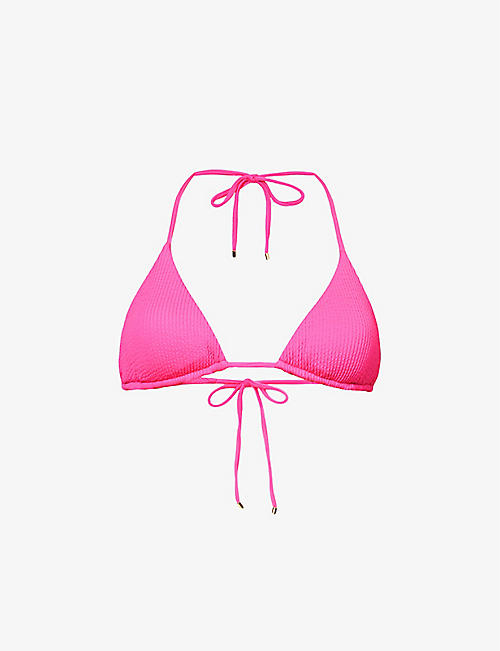 MONDAY SWIMWEAR: Palma crinkled recycled-polyester-blend triangle bikini top