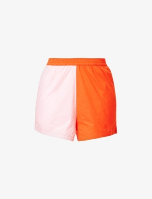 IT'S NOW COOL IT'S NOW COOL WOMEN'S CANDY VACAY COLOUR-BLOCKED MID-RISE COTTON SHORTS,67625551