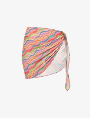 It's Now Cool Rainbow Striped Mesh Sarong In Multi