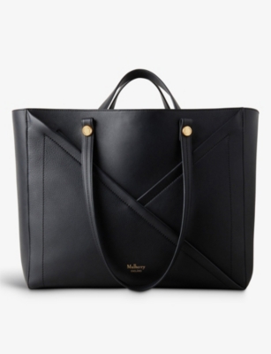 M black leather Pocket tote bag