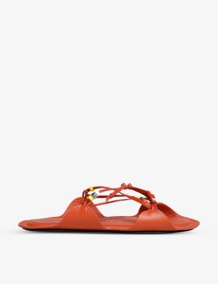 Marni Beaded Strappy Sandals In Brick