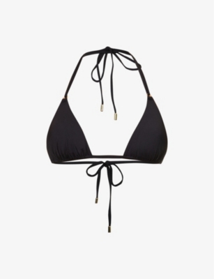 Monday Swimwear Womens Black Rec Hanalei Triangle Recycled-nylon-blend Bikini Top