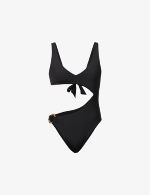 Monday Swimwear St. Barth's Cut-out Recycled-polyester-blend Swimsuit In Black Rec
