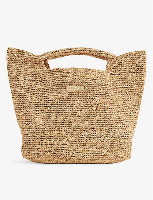 MONDAY SWIMWEAR: Paloma raffia top-handle bag